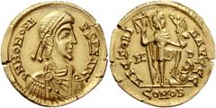 The Roman Empire Honorius, 393 – 423 The Suevi . Pseudo-imperial coinage. In the name of Honorius, 393-423. Solidus, uncertain mint in northern Spain mid 5th century, AV 4.28 g. D N HONORI – VS P F AV