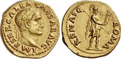 The Roman Empire Galba, 68 – 69. Aureus July 68-January 69, AV 7.31 g. IMP SER GALBA CAESAR AVG Laureate head r. Rev. ROMA RENASC Roma, helmeted and in military attire, standing r., holding Victory on