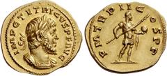 The Roman Empire Tetricus I, 271 – 274. Aureus, Cologne or Treveri 272, AV 4.79 g. IMP C TETRICVS P F AVG Laureate and cuirassed bust r., with drapery on far shoulder. Rev. P M TR P II C – OS P P Tetr