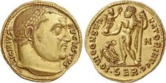 The Roman Empire Licinius I, 308 – 324. Aureus, Serdica 313-314, AV 5.33 g. LICINIVS – AVGVSTVS Laureate head r. Rev. IOVI CONSER – VATORI AVGG Jupiter standing l., chlamys over l. shoulder, holding V
