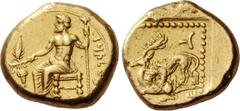 Greek Coins Tarsus, Mazaios, 361 – 344. Daric, AV 8.21 g. 'Baaltars' in Aramaic characters Baaltars seated l., r. hand holding long sceptre, l. holding ear of barley and grape bunch of grapes on vine.