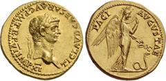 The Roman Empire Claudius, 41 – 54. Aureus 46-47, AV 7.72 g. TI CLAVD CAESAR AVG P M TR P VI IMP XI Laureate head r. Rev. PACI – AVGVSTAE Pax-Nemesis, winged, advancing r. and pointing winged caduceus