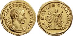 The Roman Empire Probus, 276 – 282. Aureus, Lugdunum November-December 276, AV 6.79 g. IMP C M AVR PROBVS AVG Laureate and cuirassed bust r., with drapery on l. shoulder. Rev. HERCVLI ROMANO AVG Hercu