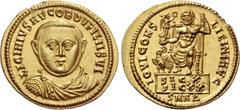 The Roman Empire Licinius I, 308 – 324. Aureus, Nicomedia 320, AV 5.30 g. LICINIVS AVG OB D V FILII SVI Draped and cuirassed bust facing. Rev. IOVI CONS – LICINI AVG Jupiter seated facing on platform 