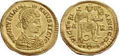 The Roman Empire Majorian, 457 – 461. Solidus, Arelate 457-461, AV 4.37 g. D N IVLIVZ MAIORI – ANVS P F AVG Helmeted, pearl-diademed and cuirassed bust r., holding spear in r. hand and shield bearing 