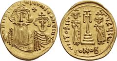 The Byzantine Empire Constans II, 641 – 668 and associate rulers from 654. Solidus, Syracuse 659-circa 661, AV 4.42 g. d N CONSTANTIN – ЧS CONSTANTINЧ Facing busts of Constans on l. and Constantine IV