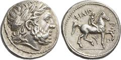 Greek Coinage Kings of Macedonia, Philip II 359 – 336 and posthumous issues. Tetradrachm, Amphipolis, circa 323-315, AR 14.26 g. Laureate head of Zeus r. Rev. Naked horseman r., holding palm in r. han