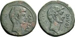 Roman Republican Coinage C. Caesar Octavianus. Bronze, Italy 38, Æ 17.19 g. CAESAR – DIVI·F Bare head of Octavian r. Rev. DIVOS – IVLIVS Laureate head of Julius Caesar r. Babelon Julia 98. C 3. Sydenh