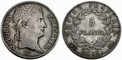 ZECCHE ITALIANE ROMA Repubblica Romana 15 febbraio 1798 al 30 settembre 1799. Zecca di Roma No.: 934 Estimate: EUR 1000 d=38 mm Impero Francese Napoleone I (1812-1813) . 5 Franchi 1813. AR, gr. 24,81-