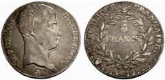 ZECCHE ITALIANE TORINO Impero Francese Napoleone I No.: 951 Estimate: EUR 550 d=37 mm 5 Franchi An 14. AR gr. 24,86 ø 36,4 mm. D/ NAPOLEON / EMPEREUR, testa nuda a destra, nel taglio del collo BRENET,