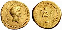 The Roman Republic No.: 7 Schätzwert/Estimation: CHF 25000 d=22 mm Octavian with L. Mussidius T.F. Longus. Aureus circa 42 BC, 8.01 g. C·CAESAR·III·VIR·R·P·C Bare head r. Rev. L·MVSSIDIVS·T·F·LONGVS·I