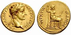 The Roman Empire Tiberius, 14 – 37 No.: 17 Schätzwert/Estimation: CHF 6000 d=20 mm Aureus, Lugdunum 14-37, 7.72 g. TI CAESAR DIVI – AVG F AVGVSTVS Laureate head r. Rev. PONTIF – MAXIM Pax-Livia figure