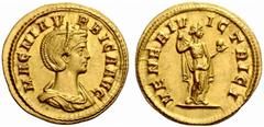The Roman Empire Magna Urbica, wife of Carinus No.: 116 Schätzwert/Estimation: CHF 24000 d=21 mm Aureus circa 283, 4.60 g. MAGNIA V – RBICA AVG Diademed and draped bust r. Rev. VENERI V – ICTRICI Venu
