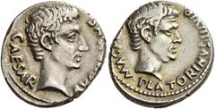 The Roman Empire Octavian as Augustus, 27 BC – 14 AD. C. Sulpicius Plaetorinus. Denarius 13 BC, AR 3.87 g. CAESAR – AVGVSTVS Bare head of Augustus r. Rev. M AGR[IPPA] PLATORINVS III VIR Bare head of M