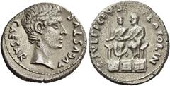 The Roman Empire Octavian as Augustus, 27 BC – 14 AD. C. Sulpicius Platorinus. Denarius 13 BC, AR 3.73 g. CAESAR – AVGVSTVS Bare head of Augustus r. Rev. C SVLPICIVS – PLATORIN Augustus and Agrippa, b