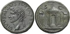 The Roman Empire Octavian as Augustus, 27 BC – 14 AD. Divus Augustus. Dupondius circa 22-23, Æ 16.14 g. DIVVS·AVGVSTVS·PATER Radiate head of Augustus l. Rev. S – C Hexastyle temple with sharply domed 