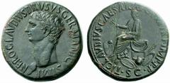 The Roman Empire In the name of Nero Claudius Drusus, father of Germanicus and Claudius No.: 416 Estimate: CHF 10000 d=37 mm Sestertius circa 50-54, æ 27.07 g. NERO CLAVDIVS DRVSVS GERMANICVS IMP Bare