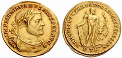 The Roman Empire Maximianus Herculius first reign, 286-305 No.: 589 Estimate: CHF 250000 d=33 mm Medallion of 4 aurei, Treviri 303, AV 20.10 g. IMP MAXIMIANVS PIVS FEL AVG Laureate, draped and cuirass