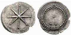 The Roman Empire Constantine I Augustus, 307-337 No.: 598 Estimate: CHF 600 d=17 mm Half siliqua or medalette, Constantinople circa 11 May 330, AR 1.20 g. Star of eight rays. Rev. Laurel wreath. Leu-N