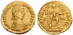 The Roman Empire Petronius Maximus, 16 March – 31 May 455 No.: 626 Estimate: CHF 20000 d=22 mm Solidus circa 455, AV 4.39 g. D N PETRONIVS MA – XIMVS P F AVG Pearl-diademed, draped and cuirassed bust 
