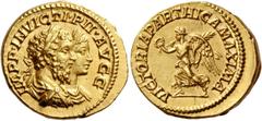 The Roman Empire Septimius Severus, 193 – 211. Aureus 202-210, AV 6.97 g. IMPP INVICTI PII AVGG Conjoined laureate, draped and cuirassed busts of S. Severus and Caracalla r. Rev. VICTORIA – PARTHICA M
