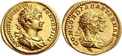 The Roman Empire Caracalla, 198 – 217. Aureus 201, AV 7.28 g. ANTONINVS PIVS AVG – PON TR P IIII Laureate, draped and cuirassed bust of Caracalla r. Rev. CONCORDIAE AETERNAE Jugate busts r. of Septimi