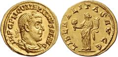 The Roman Empire Valerian I, 253 – 260. Aureus 255-256, AV 2.60 g. IMP C P LIC VALERIANVS P F AVG Laureate, draped and cuirassed bust r. Rev. LIBERALITAS AVGG Liberalitas standing l., holding tessera 