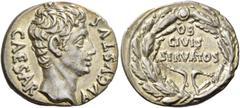 The Collection of a Perfectionist of Roman Imperial Silver Coins Octavian as Augustus, 27 BC – 14 AD. Denarius, Colonia Patricia circa 19 BC, AR 3.84 g. CAESAR – AVGVSTVS Bare head r. Rev. OB / CIVIS 