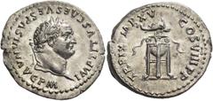 The Collection of a Perfectionist of Roman Imperial Silver Coins Titus augustus, 79 – 81. Denarius 1st January-30 June 80, AR 3.55 g. IMP TITVS CAES VESPASIAN AVG P M Laureate head with slight beard r