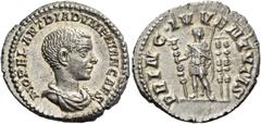 The Collection of a Perfectionist of Roman Imperial Silver Coins Diadumenian Caesar, 217-218. Denarius circa 217-218, AR 3.05 g. M OPEL ANT DIADVMENIAN CAES Bare-headed and draped bust r. Rev. PRINC I