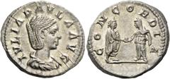 The Collection of a Perfectionist of Roman Imperial Silver Coins Julia Paula, first wife of Elagabulus. Denarius, Antiochia 219-220, AR 3.65 g. IVLIA PAVLA AVG Draped bust r. Rev. CONCORDIA Elagabalus
