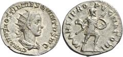 The Collection of a Perfectionist of Roman Imperial Silver Coins Hostilian caesar, 251. Antoninianus 251, AR 2.99 g. C VALENS HOSTIL MES QVINTVS N C Radiate and draped bust r. Rev. MARTI PROPVGNATORI 