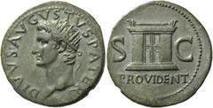 The Roman Empire Octavian as Augustus, 27 BC – 14 AD. Divus Augustus. As circa 22-30, Æ 11.27 g. DIVVS AVGVSTVS PATER Radiate head l. Rev. S – C Altar-enclosure with double-panelled door; in exergue, 