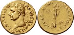 The Roman Empire Vitellius, January – December 69. Aureus, Tarraco (?) January-June 69, AV 7.29 g. A VITELLIVS – IMP GERMANICVS Laureate bust l., with globe at point of the bust. Rev. VICTORIA IMP – G