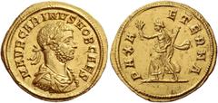 The Roman Empire Carinus caesar, 282 – 283. Aureus 282, AV 4.86 g. M AVR CARINVS NOB CAES Laureate, draped and cuirassed bust r. Rev. PAX A – ETERNA Pax walking l., holding olive branch and sceptre. C