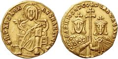 The Byzantine Empire Basil the Macedonian, 27 September 867 – 29 August 886, with colleagues from 870. Solidus 868-879, AV 4.38 g. Christ, nimbate, seated facing on lyre-backed throne, wearing tunic a