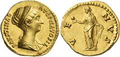 The Roman Empire Faustina II, daughter of Antoninus Pius and wife of Marcus Aurelius. Aureus 147-152, AV 7.29 g. FAVSTINAE – AVG PII AVG FIL Draped bust r., with band of pearls around head. Rev. VE – 
