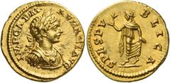 The Roman Empire Caracalla augustus, 198 – 217. Aureus, Laodicea ad Mare 198, AV 7.13 g. IMP CAE M · – AVR ANT AVG Laureate bust r., wearing cuirass decorated with aegis. Rev. SPES PV – BLICA Spes adv