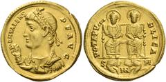 The Roman Empire Valens, 364 – 378. Solidus, Nicomedia quinquennalia 368, AV 4.52 g. D N VALENS – P F AVG Pearl-diademed bust l., wearing imperial mantle and holding mappa in r. hand and sceptre in l.