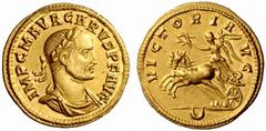 An Important Collection of Roman Gold Coins Part I The Roman Empire Carus, 282 – 283 No.: 68 Estimate: CHF 8000 d=21 mm Aureus, Cyzicus circa 282, 4.58 g. IMP C M AVR CARVS P F AVG Laureate, draped an