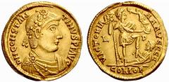 An Important Collection of Roman Gold Coins Part I The Roman Empire Constantine III, 407 – 411 No.: 110 Estimate: CHF 5000 d=22 mm Solidus, Lugdunum 407-411, 4.41 g. D N CONSTAN – TINVS P F AVG Rosett