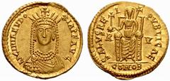 An Important Collection of Roman Gold Coins Part I The Roman Empire Licinia Eudoxia, wife of Valentinian III No.: 115 Estimate: CHF 50000 d=22 mm Solidus, Ravenna 430-445 or 439, 4.43 g. LICINIA EVD –