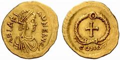 An Important Collection of Roman Gold Coins Part I The Roman Empire Aelia Ariadne, wife of Zeno and Anastasius No.: 122 Estimate: CHF 25000 d=15 mm Tremissis, Constantinopolis 474-491, 1.47 g. AEL ARI