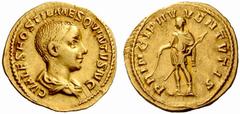 An Important Collection of Roman Gold Coins Part II The Roman Empire Hostilian Caesar, 251 No.: 189 Estimate: CHF 8000 d=20 mm Aureus 251, 4.54 g. C VALES HOSTIL MES QVINTVS NC Bare-headed and draped 