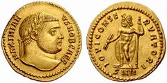 An Important Collection of Roman Gold Coins Part II The Roman Empire Galerius Maximianus Caesar, 293 – 305 No.: 203 Estimate: CHF 6000 d=21 mm Aureus, Nicomedia 294, 5.30 g. MAXIMIAN – VS NOB CAES Lau