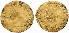 Importante serie di monete di zecche italiane Parte II NAPOLI Filippo II, Re di Spagna II periodo (1554-1556). No.: 1050 Estimate: EUR 600 d=25 mm Scudo con sigle GR. AV 3,30 g PHILIP ™ REX ™ ARA ™ VT