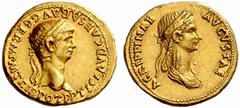 The Roman Empire Claudius, 41 – 54 No.: 23 Estimate: CHF 15000 d=19 mm Aureus 50-54, AV 7.76 g. TI CLAVD CAESAR AVG GERM P M TRIB POT P P Laureate head of Claudius r. Rev. AGRIPPINAE – AVGVSTAE Draped