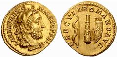 The Roman Empire Commodus Augustus, 177 – 192 No.: 89 Estimate: CHF 50000 d=21 mm Aureus August – December 192, AV 7.23 g. L AEL AVREL COMM AVG P FEL Head r., wearing lion skin headdress. Rev. HERCVLI