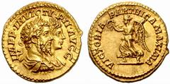The Roman Empire Septimius Severus, 193 – 211 No.: 99 Estimate: CHF 24000 d=21 mm Aureus 202-210, AV 7.15 g. IMPP INVICTI PII AVGG Conjoined laureate, draped and cuirassed busts of S. Severus and Cara