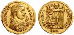 The Roman Empire Licinius II Caesar, 317 – 324 No.: 228 Estimate: CHF 40000 d=22 mm Aureus, Nicomedia 319, AV 5.26 g. DN LICINIVS – NOB CAES Laureate bust r., wearing trabea and holding globe in r. an